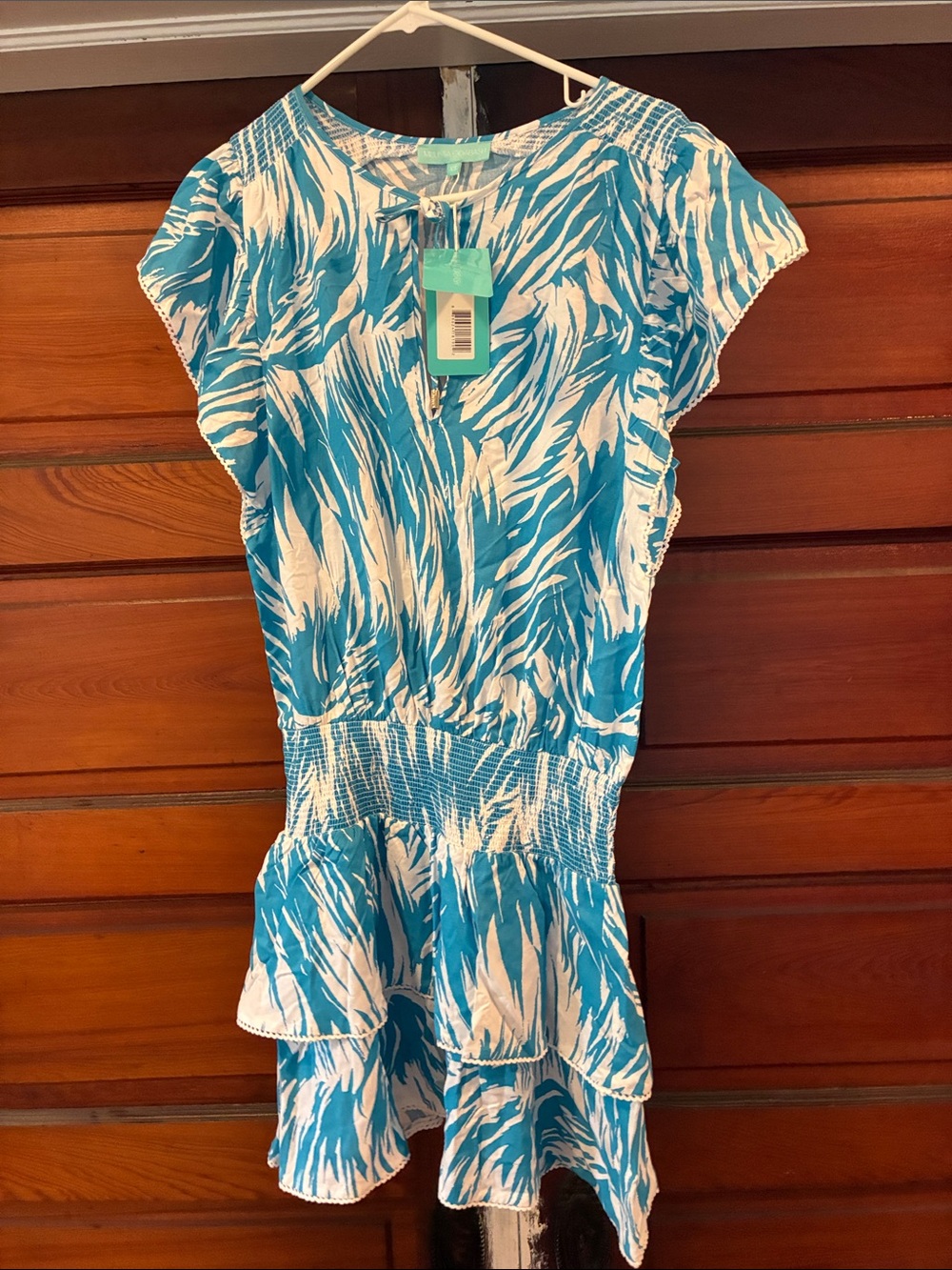 Melissa Odabash Turquoise and White Tie-Front Tunic
